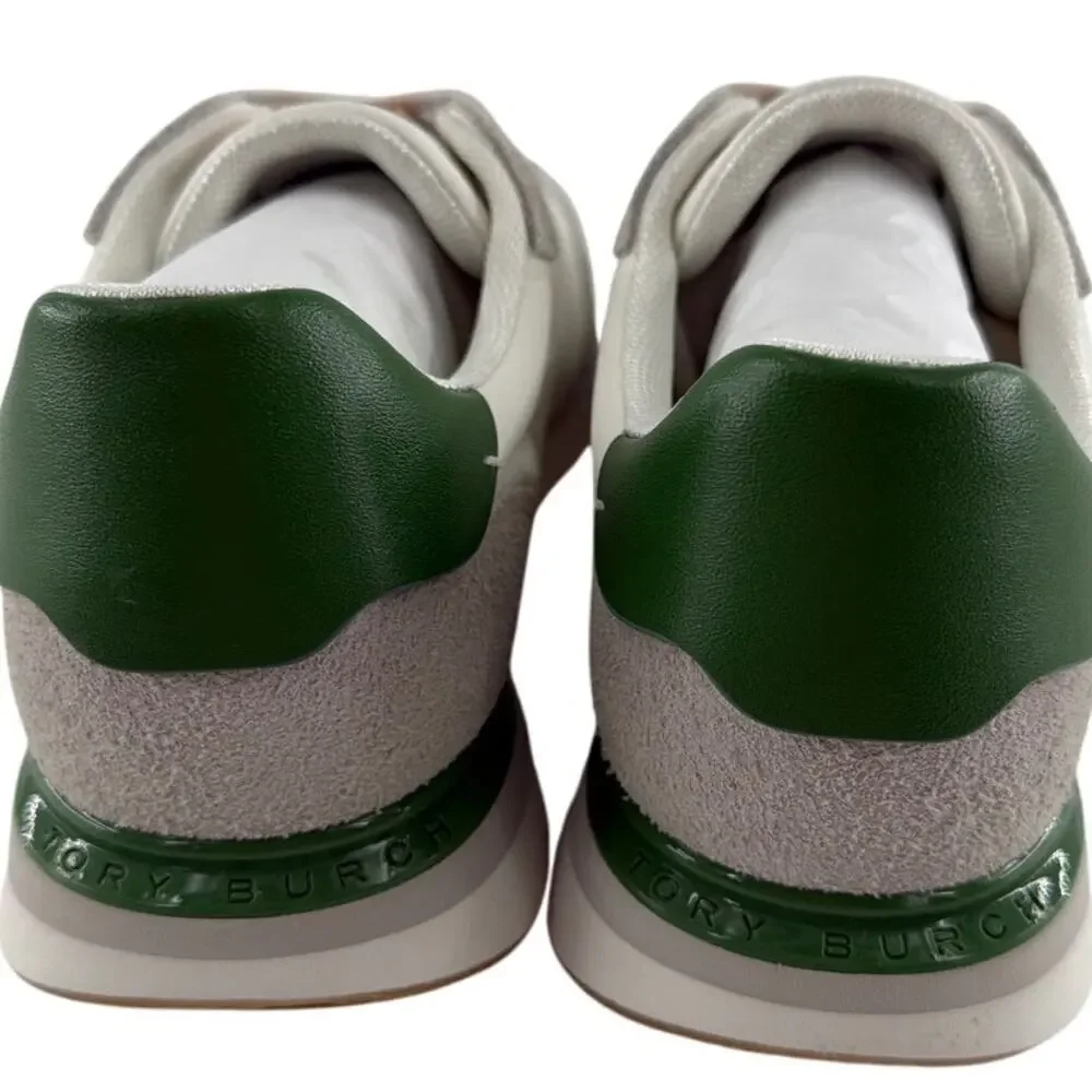 Tory Burch Women's White Pale Green Suede Destiny Sneakers Size 7